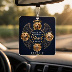 Pet Memorial Car Suncatcher Ornament – Your Wings My Heart – 4-Photo Collage with Name - Personalized Suncatcher Ornament 2cedca29-e7a8-43e0-8cd5-8e0e33690678.jpg
