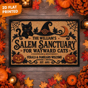 Witch Cat Welcome Mat, Salem Sanctuary Personalized Halloween Doormat, Custom Family Name Wayward Cats Sign, Cat Lover Porch Fall Decor 2cedef6c-aadb-463e-b1cb-32de75bf2103-fgfgffdgf-2-.webp
