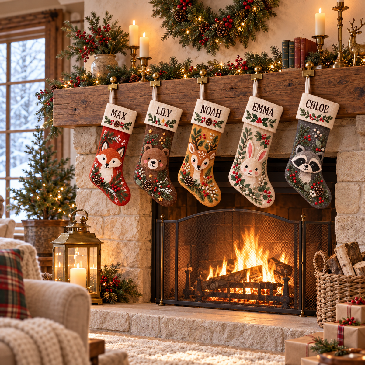 Personalized Christmas Stocking Woodland Animal Forest Creature Rustic Fireplace Mantel Decor 2cff4547-86cf-4b1f-b636-764e53a253d7-banner-3.png