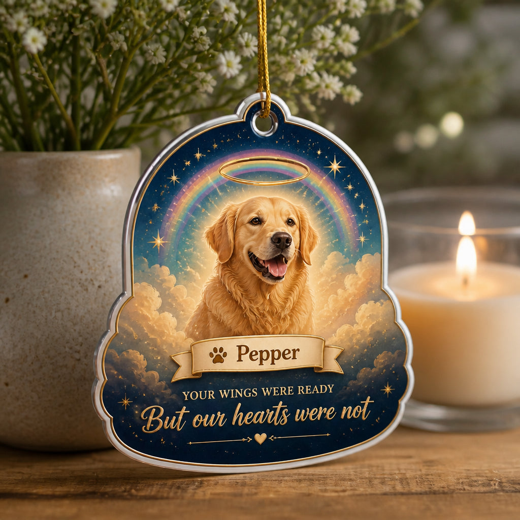Rainbow Bridge Pet Photo Memorial Ornament – Your wings were ready - Personalized Shape Ornament 2d0711c8-d052-44ee-90f5-164f743180ae.jpg