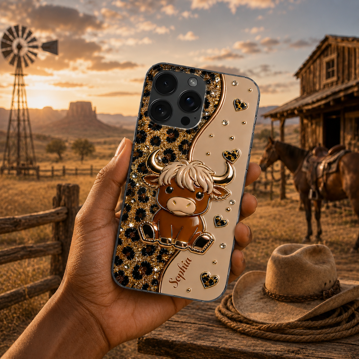 Cute Highland Cow Phone Case, Personalized Gift For Her