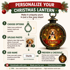 Personalized Pet Photo Christmas Lantern – Custom Name Wreath Scene - Personalized Christmas Lantern LED Flameless Candle 2d2c67b3-698e-4d5b-9c71-55708095f46a.jpg