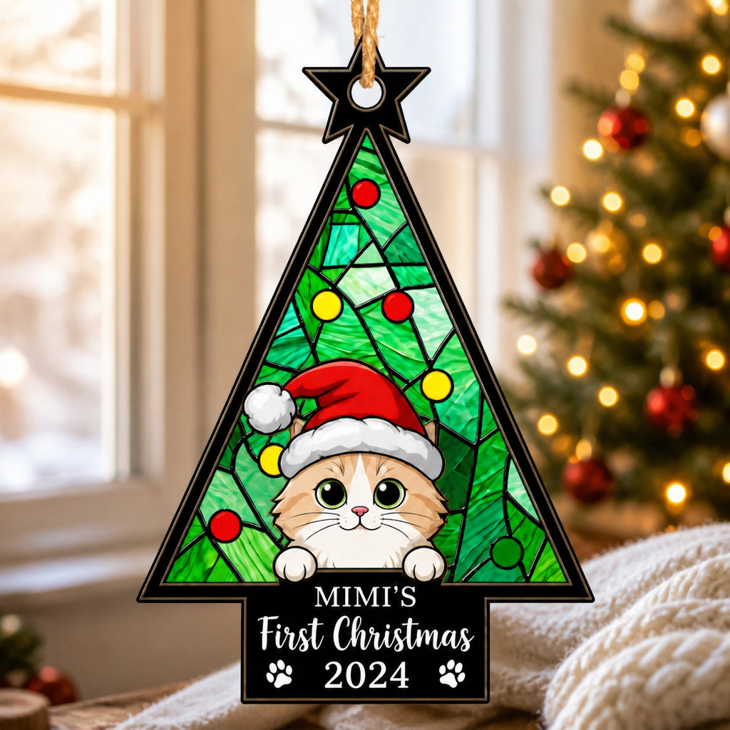 Personalized Cat First Christmas Suncatcher Ornament (Name & Year) - Personalized Suncatcher Ornament 2d3ff4ce-f538-43c9-a86d-5bbb1d2d15cf.jpg