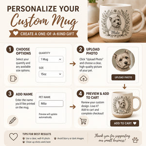 Vintage Botanical Pet Cameo Pottery Mug — Photo-to-Sketch + Name - Personalized Pottery Mug 2d48737e-686f-4d6c-ae72-fd50a72ac119.jpg