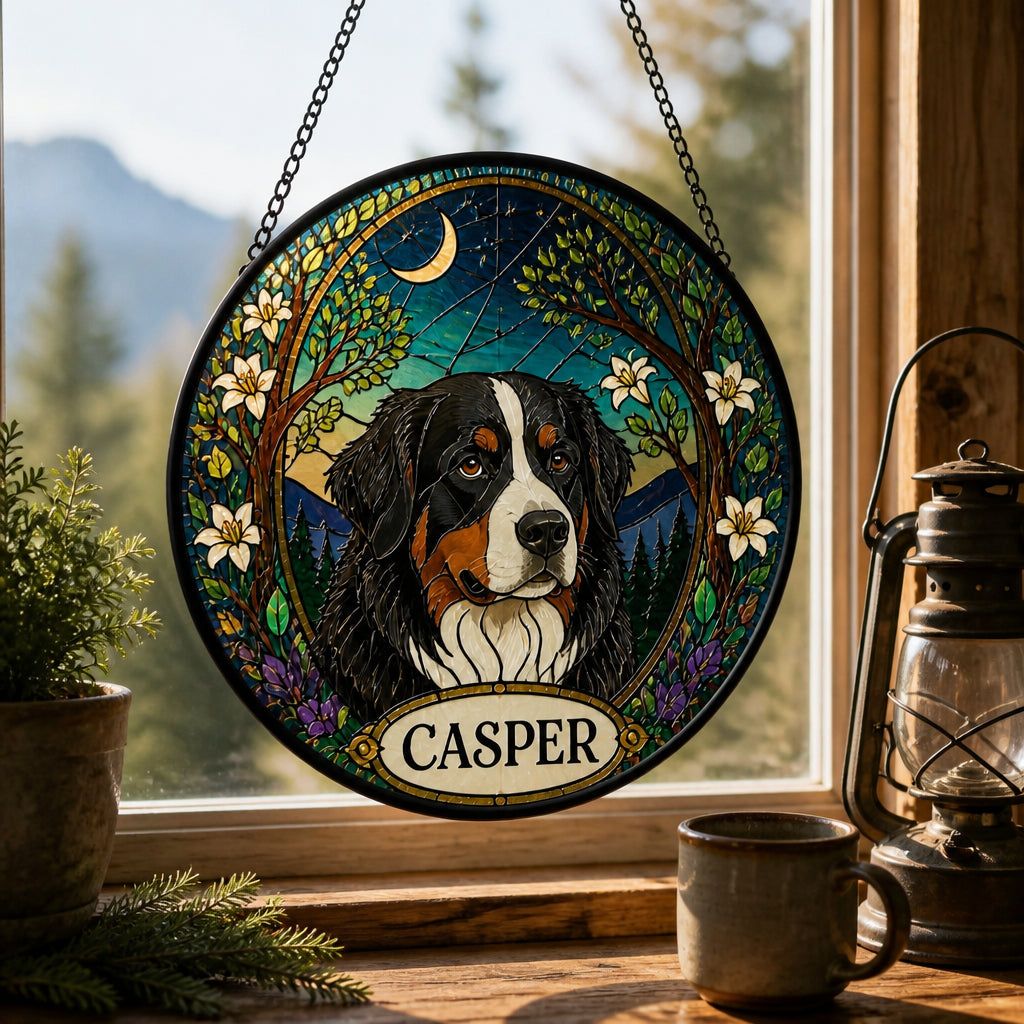 Personalized Stained-Glass Dog Suncatcher – Forest Arch - Personalized Suncatcher Stained Glass 2d4c7195-9a6c-458e-a1ac-fe4969acce81.jpg