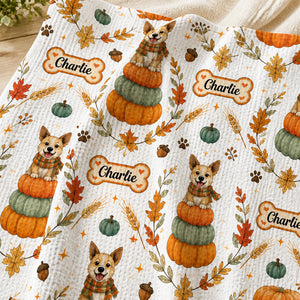 Autumn Pup Name Pattern Kitchen Towel - Personalized Kitchen Towel 2d4dd571-c960-49d3-8ac8-6b38a9f71b57.jpg