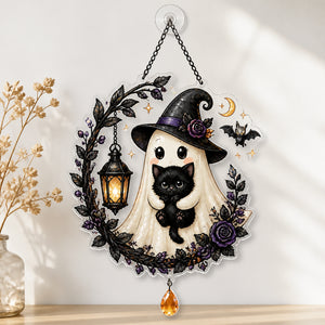 Cute Witch Ghost & Black Cat Halloween Metal Sign - 1 Layered Suncatcher with Charm 2d52a228-0424-4230-8fbc-633bdeb64db4.jpg