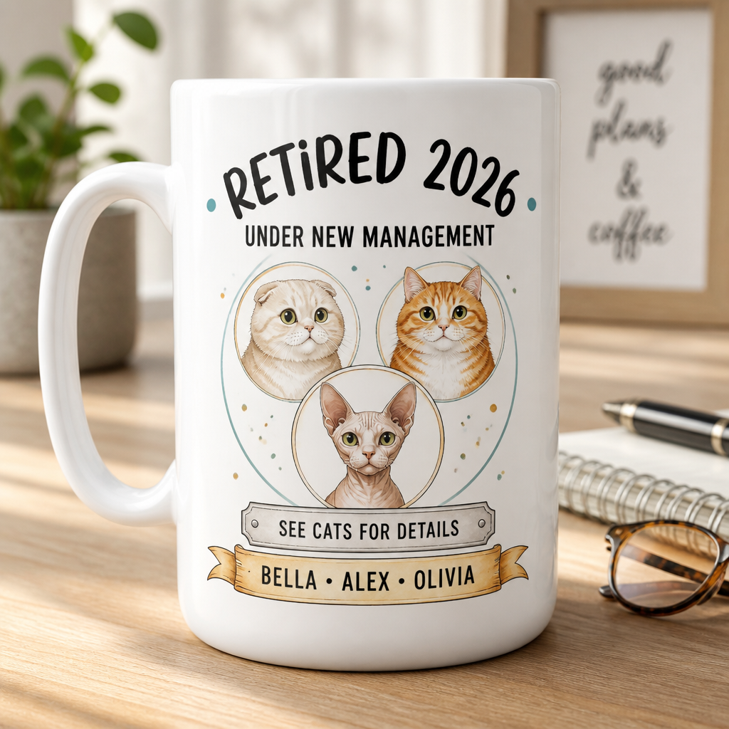 Retired {Year} Under New Management – Custom Cats Photo Mug - Personalized Mug 2d5adfe3-586b-46fd-90d2-0cba89666366.png