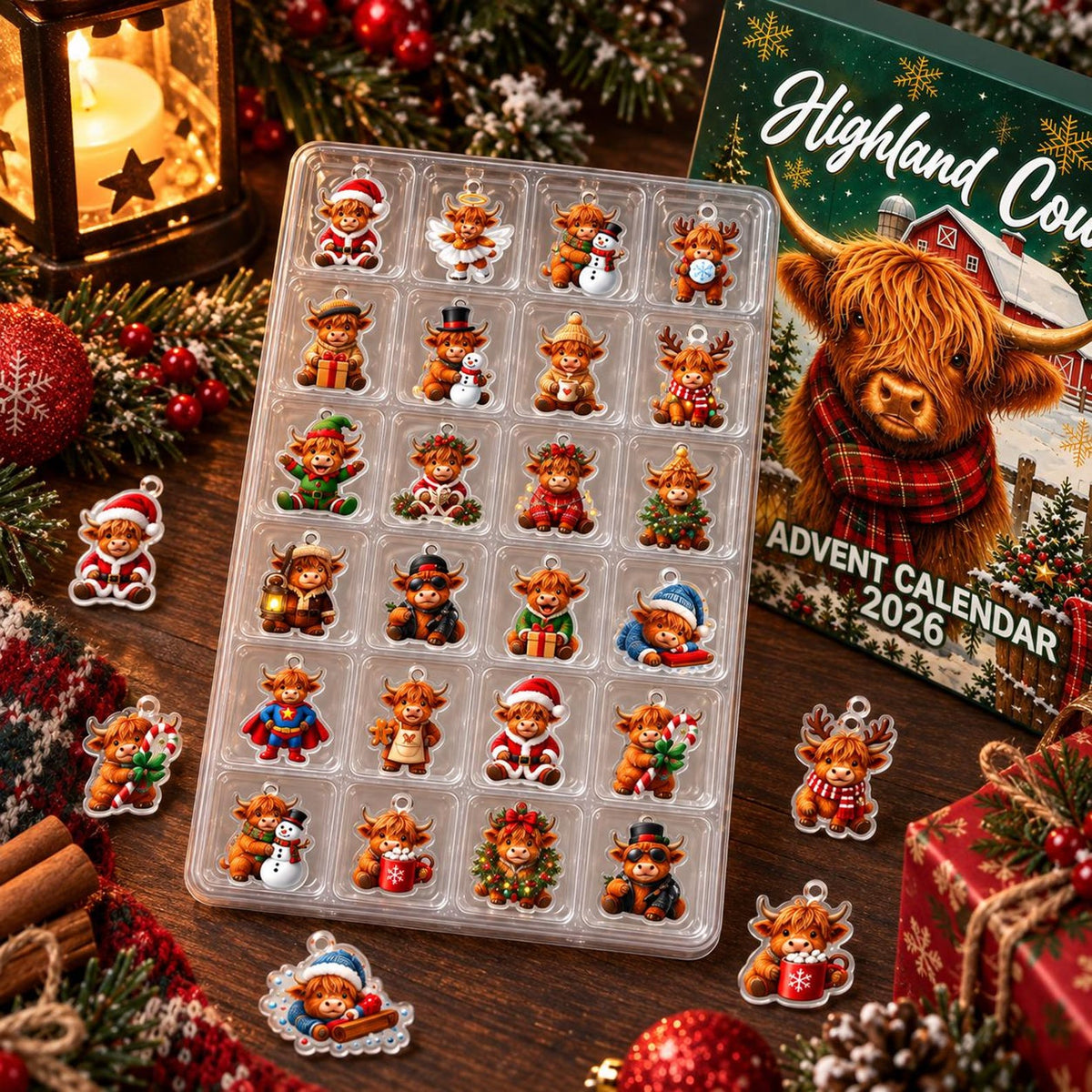 Highland Cow Christmas Advent Calendar, Acrylic or Wood Ornaments, Reusable Countdown Gift Box, Holiday Keepsake 2d625ade-fc86-492e-af97-9f7431297eb8-il_1588xN.8599821109_7bmr.jpg