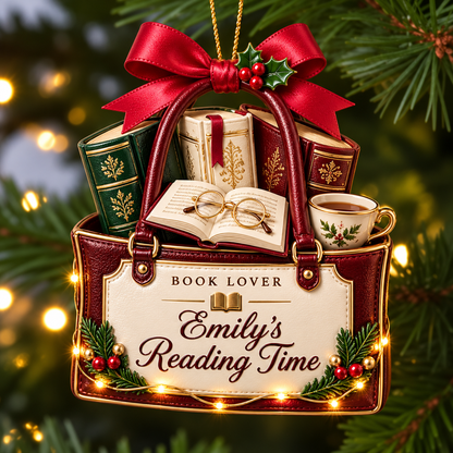 Personalized Book Lover Christmas Ornament – Custom Name Reading Bag with Books and Teacup, Bookish Keepsake Gift for Readers and Bookworms 2d7a07c2-69ef-46dc-9374-31ea2bb8ba2b-Personalized-book-lover-Christmas-ornament.png