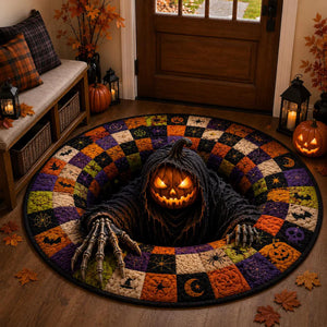 Personalized Quilted Round Halloween Rug, Custom Name Pumpkin Reaper Rug, Spooky Patchwork Decor, Gothic Horror Doormat, Halloween Gift 2d85c256-6ef7-46fa-b5f0-82619ee9e70c-fghfghgf-1-.webp