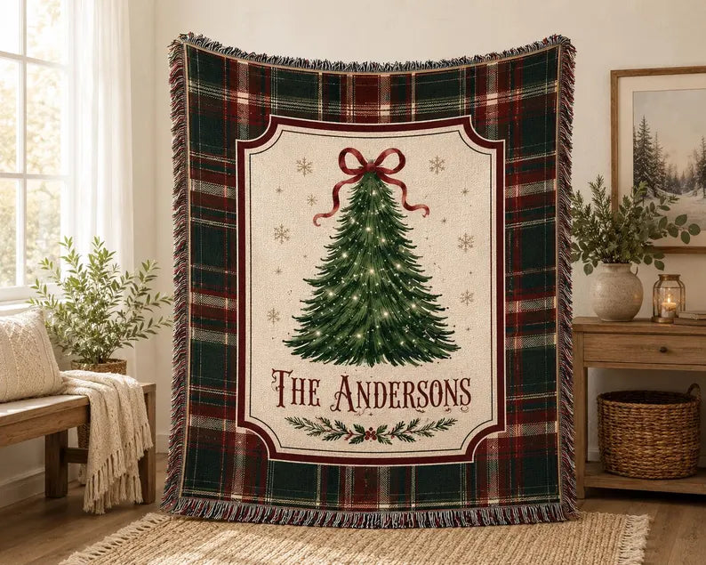 Personalized Christmas Woven Blanket, Family Name Plaid Holiday Throw, Christmas Tree Cozy Winter Home Decor Gift 2da0544b-0e0c-4e5f-8c75-2e7cfee57ac4-vbcvb-1-.webp