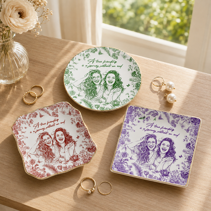 Personalized Bestie Photo Jewelry Dish: Ceramic Trinket Tray for Best Friend, Birthday Gifts For Bestie, Sketch Photo Ring Dish Gift For Her 2da61d1f-477c-4959-8a04-d1560a906e54-banner-1.png
