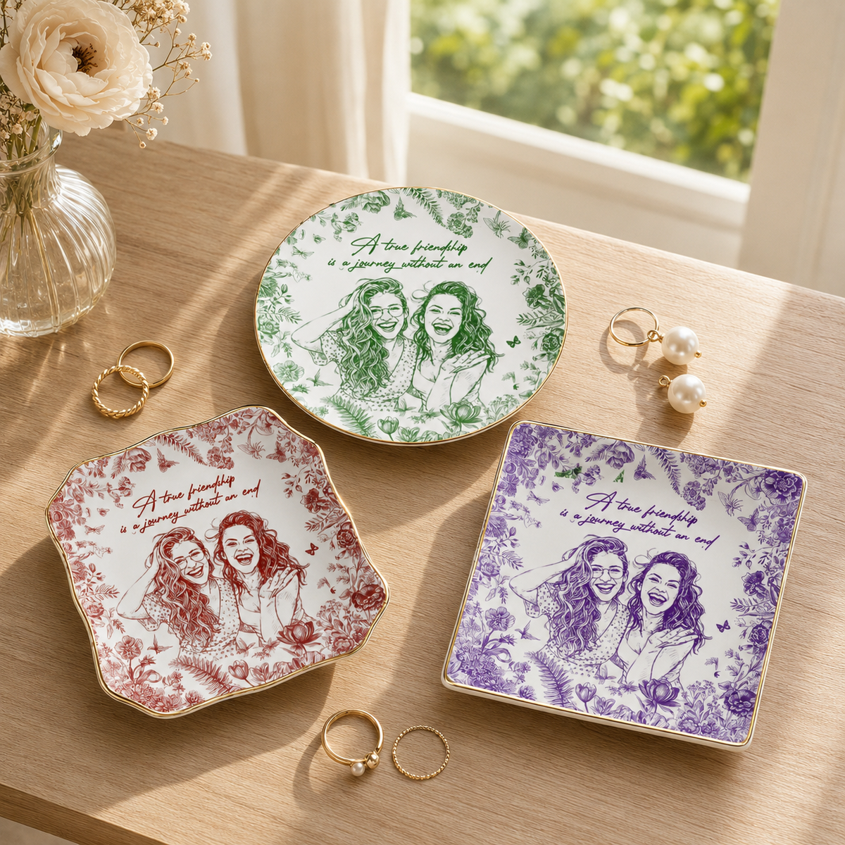 Personalized Bestie Photo Jewelry Dish: Ceramic Trinket Tray for Best Friend, Birthday Gifts For Bestie, Sketch Photo Ring Dish Gift For Her 2da61d1f-477c-4959-8a04-d1560a906e54-banner-1.png