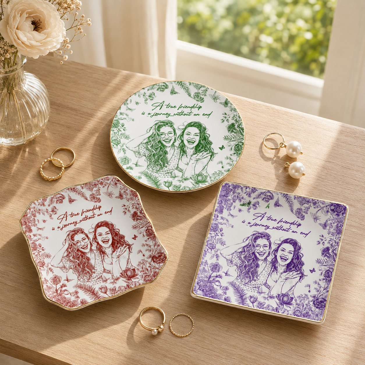 Personalized Bestie Photo Jewelry Dish: Ceramic Trinket Tray for Best Friend, Birthday Gifts For Bestie, Sketch Photo Ring Dish Gift For Her 2da61d1f-477c-4959-8a04-d1560a906e54-banner-1.png