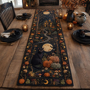 Halloween Black Cat Table Runner, Spooky Pumpkin Fall Decor, Gothic Witchy Home Accent 2db52379-a8b7-48b4-b533-1fda1e0f7700-1.jpg