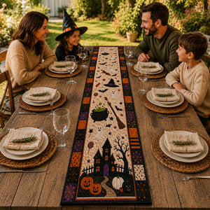 Halloween Quilted Table Runner, Haunted House Pumpkin Ghost Table Runner, Farmhouse Fall Table Decor, Kitchen Dining Room Decoration 2dd1286b-1a99-40ad-a1ca-467809f3ffb1-2.jpg