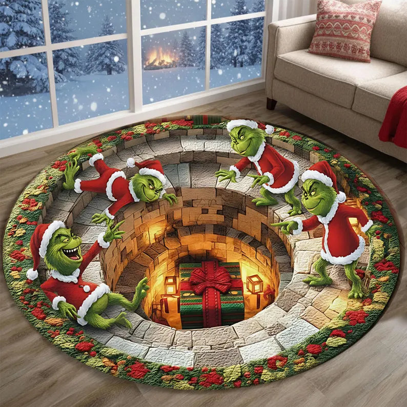 Little Green Rascals Quilted Round Mat | Funny Christmas Grinche Rug for Holiday Home Decor 2dd14dbf-c1e9-4b22-98a3-671234f53b01-ggf-1-.webp