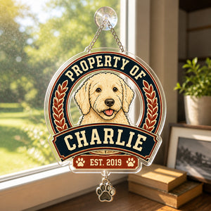 Property Of [Pet Name] Crest Tee (Est. Year) - Personalized 1 Layered Suncatcher with Charm 2dd258f1-f1b8-46b5-a95c-8e67ebcb7ad9.jpg
