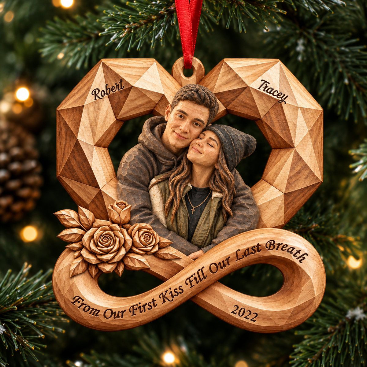 Anniversary Gift For Couples - Personalized Custom Photo Infinity Rose Heart Wooden Ornament 2de43fc5-c0c4-4217-bee0-203f2ca9627f-sr.png