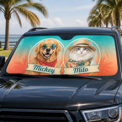 Custom Pet Portrait Auto Sun Shade – Tropical Medallions (2 Pets + Names) - Personalized Auto Sun Shade 2dfcc022-7dd4-41b3-abc4-b7a9ec850129.jpg