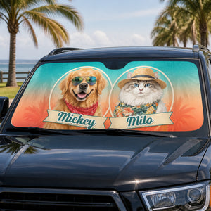 Custom Pet Portrait Auto Sun Shade – Tropical Medallions (2 Pets + Names) - Personalized Auto Sun Shade 2dfcc022-7dd4-41b3-abc4-b7a9ec850129.jpg