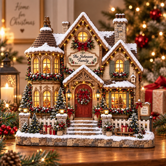 Personalized Christmas House Decor, Custom Family Name Wooden House, Christmas Village Keepsake, New Home Gift, Holiday Tabletop Decor 2e0f4452-001b-470d-b73d-79c8ef7d5e22-8f5663d1-f3f1-40ce-a538-e81556707786.png