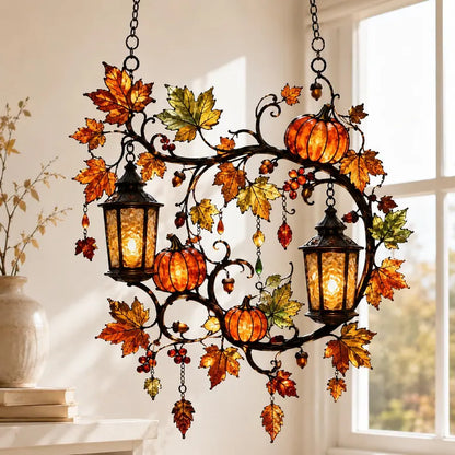 Fall pumpkin window hanging, autumn suncatcher with glowing lanterns, colorful maple leaves and acorns 2e17746a-af13-4e17-872f-5ea112a72504-gfgfgfgfgf-3-.webp