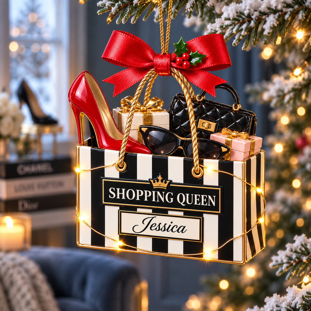 Personalized Shopping Queen Christmas Ornament – Custom Name Shopping Bag with High Heel and Handbag, Gift for Fashion Lovers and Shopaholics 2e237fe7-735a-48aa-9496-2ae4b775ce91-cdf9808f-2416-4e8e-8b7a-49a8551b6c53.png