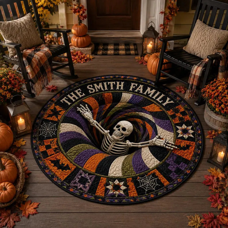 Personalized Halloween Quilted Round Rug, Custom Skeleton Spiral Vortex Circle Area Rug, Funny Spooky Family Name Doormat Gift 2e23b891-0513-439a-b9a7-c537dfdc6d97-GFFGFGFGFGF-6-.webp
