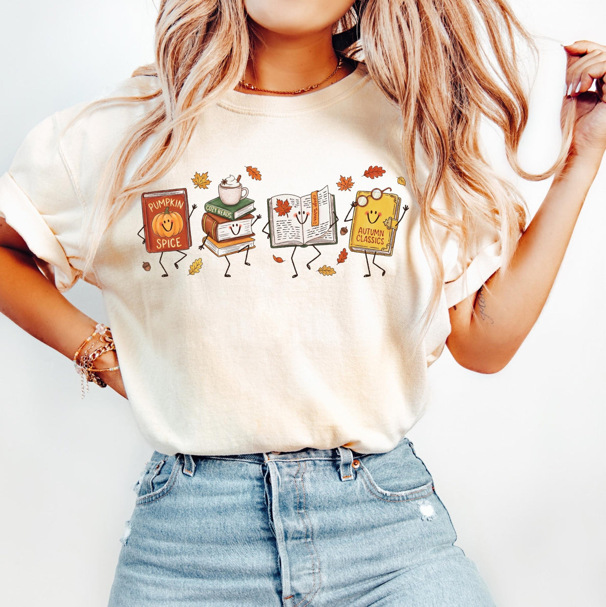 Comfort Colors Fall Book Doodle Characters Shirt, Cozy Autumn Reading Tee, Book Lover Gift, Thanksgiving Pumpkin Shirt, Fall Season Shirt 2e39a535-b23a-4fb0-b027-ff7fa808c7a5-2.jpg