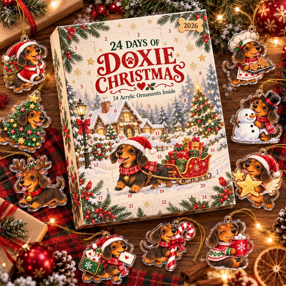 Dachshund Advent Calendar 2026, 24 Acrylic Christmas Ornaments, Doxie Countdown Box 2e3b4c84-0fed-4474-80cd-0388e2eb3a40-il_1588xN.8595664860_2f6w.jpg