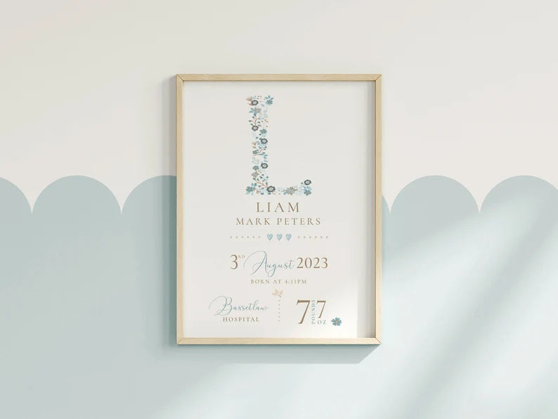 New Baby Personalised Print: Birth Details Keepsake Gift, Newborn Gift, Girls Boys Nursery decor 2e437ed1-03ed-4887-af88-e106bf535c01-jhj-4-.webp