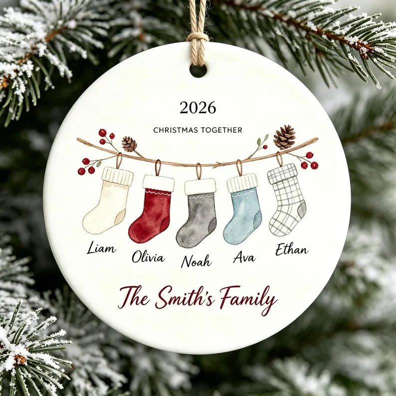 Personalized Family Name Ceramic Xmas Christmas Ornament, Watercolor Sock Branch Custom Family Keepsake Gift, Family Christmas Souvenir 2e519462-1534-4a05-be13-3c6f54b67322-fggfgfgfgfbgf-1-.webp