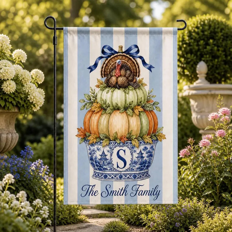 Custom Thanksgiving Chinoiserie Garden Flag: Monogram Pumpkin with Turkey 2e5acdc3-5c24-4c18-9ce5-9a9cc61077ce-ghghgh-7-.webp