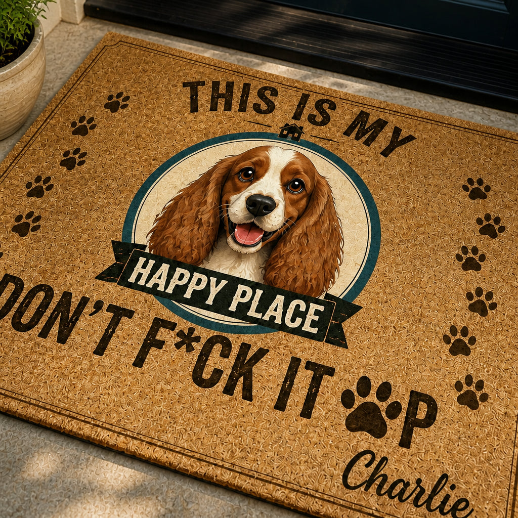 Happy Place Dog Doormat – Custom Pet Portrait & Name - Personalized Doormat 2e60000e-a7e9-418b-b652-b2d4c2a5bf82.jpg