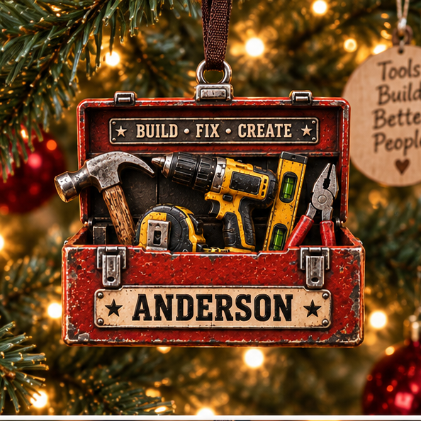 Personalized Carpenter Tools & Drill Red Toolbox Ornament - Custom Name Keepsake Gift 2e634e1d-7ff6-4380-aaee-86845ba5f0bb-toolbox_ornament_mockup_1_tree.png