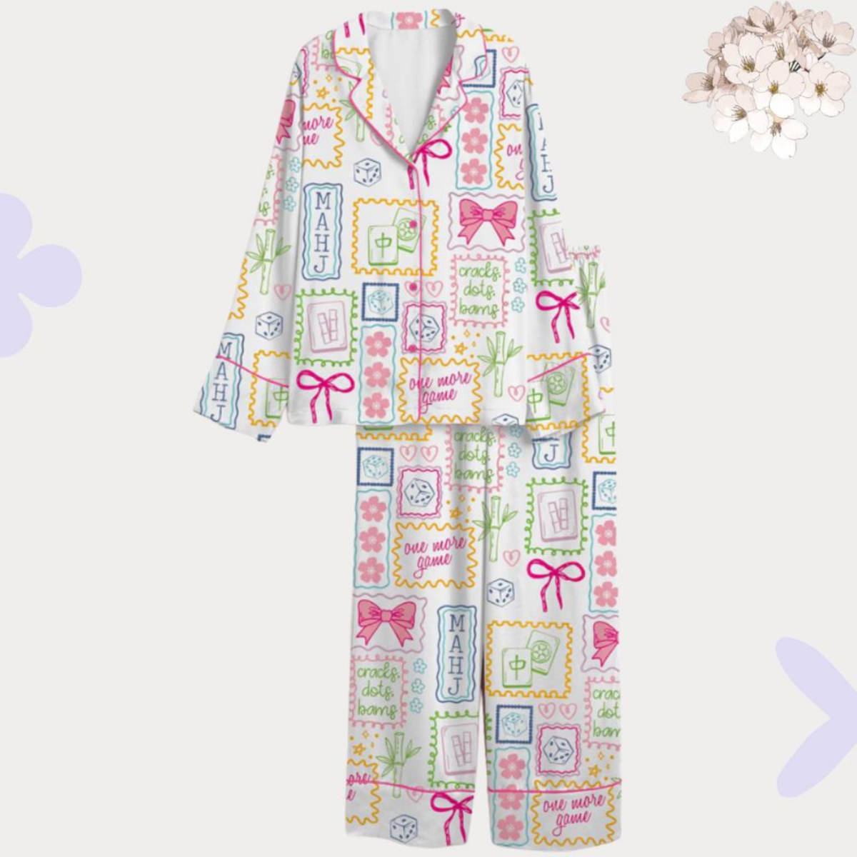 Mahjong Pajama Set – Board Game Loungewear – Gift for Mahjong Lover - Matching Sleepwear 2e65f9b1-0bb9-4d77-860d-451705570e87-4.png