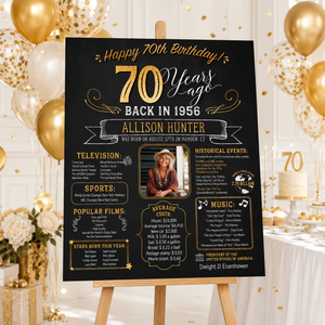 70th Birthday Poster. 70th Birthday Chalkboard. Back in 1956 Birthday, 70th Birthday Banner. 70th Birthday Gift