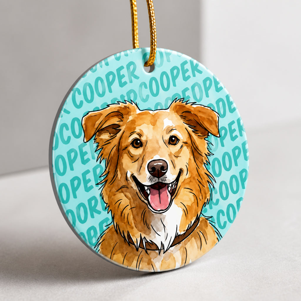 Custom Pet Portrait Ornament – Watercolor Wreath - Personalized Aluminum Ornament 2e9747ae-6f45-4041-a665-7f6a106c86b3.jpg
