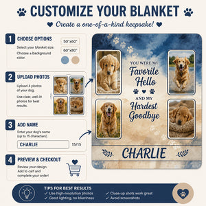 Pet Memorial Photo Blanket — Favorite Hello Hardest Goodbye (4 Photos + Name) - Personalized Blanket 2e9b74af-352c-44ec-b03b-8fbb8a6cc0dd.jpg