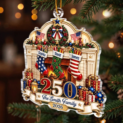 Our Family, Our Tradition America 250th Anniversary Christmas - Personalized Acrylic Ornament - Christmas Gift For Family 2ebd2a52-0390-4a29-a118-9da5f3b01032-banner-3_converted.png