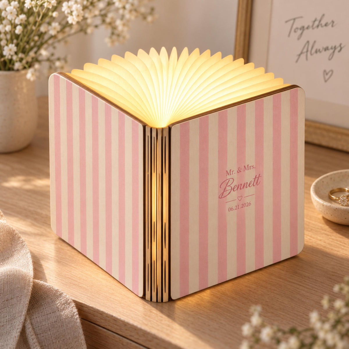 Custom Couple Name Folding Magnetic Table Light, Personalized Striped Book Lamp, Wedding Keepsake, Engagement Anniversary Gift 2eeb2038-ff84-487d-8e04-b62f6501de30-1.jpg