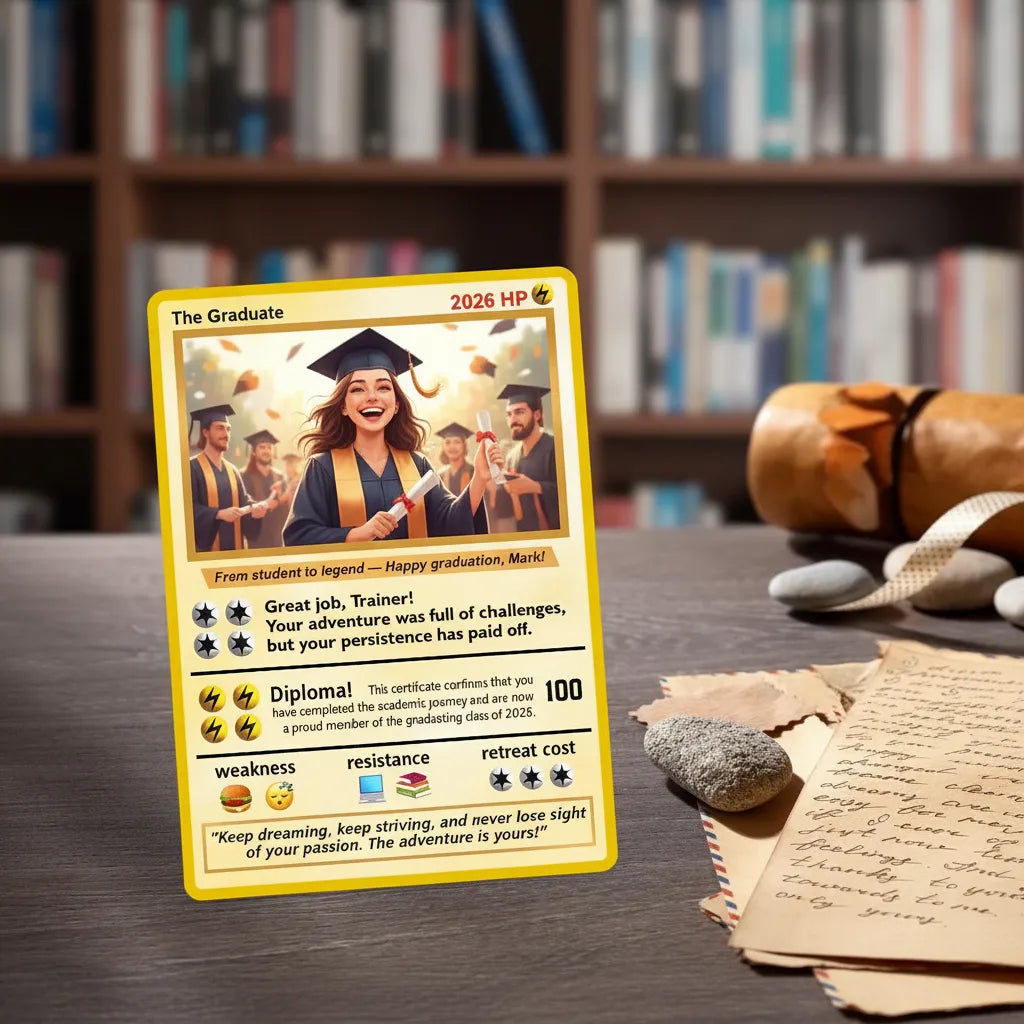 Custom Poke Card - Semi Realistic Cartoon Illustration - Graduation Gifts