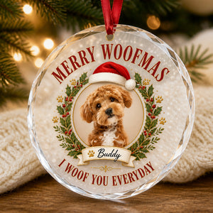 Merry Woofmas Pet Photo Crystal Ornament - Personalized Crystal Ornament 2f10e2a7-d88a-4f12-bdec-4f4344e4768a.jpg