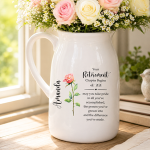 Personalized Retirement Gift, Custom Retirement Vase, Retirement Gift For Coworker