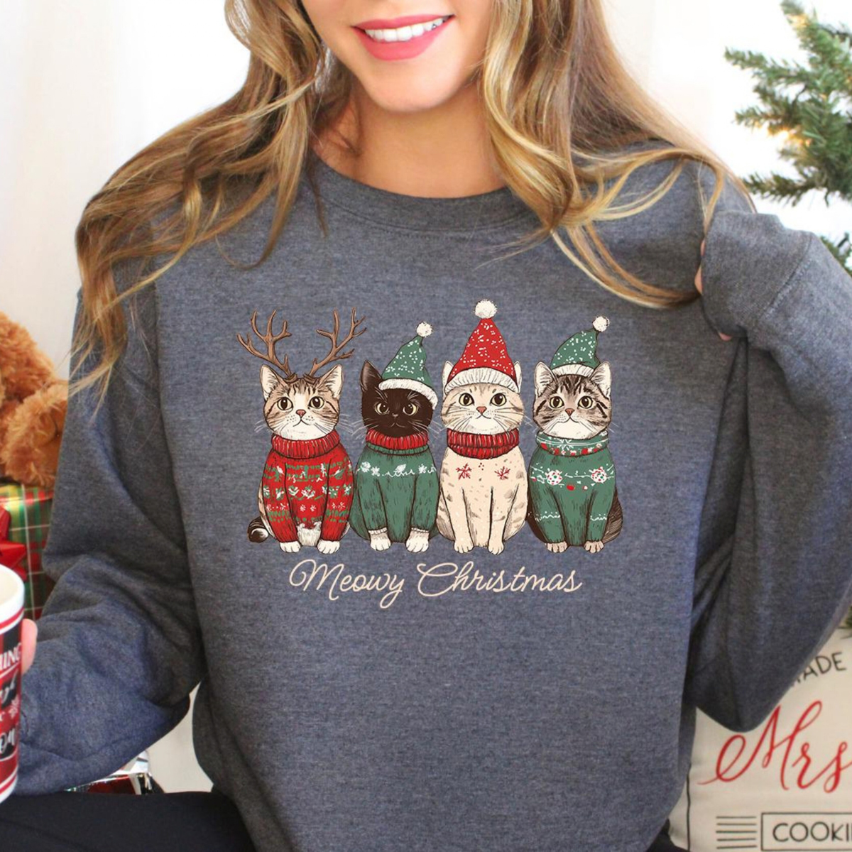 Meowy Christmas Shirt, Cat Christmas Sweatshirt, Cat Lover Xmas T-Shirt, Christmas Cat Mom Sweater, Catmas Gift For New Year, Xmas Crewneck 2f3461c8-f7c5-4d2b-91fd-26580dc1bedc-4.png