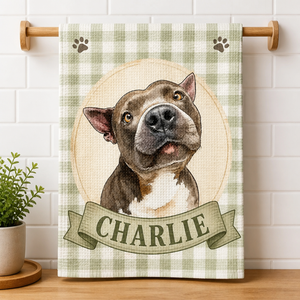 Custom Pet Watercolor Kitchen Towel – Gingham Medallion - Personalized Kitchen Towel 2f42429b-2acd-4e65-a00f-90ba807413b3.png