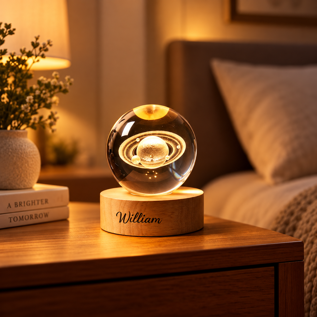 Personalized Solar System Night Light, Crystal Ball Lamp, Galaxy Globe, Astronomy Gift, Space Lover Gift, Bedroom Decor, Gift For Her