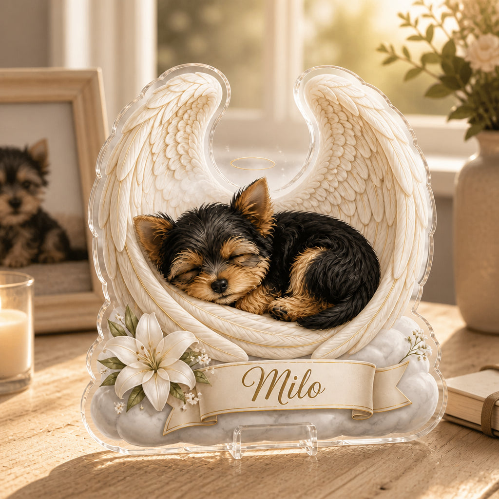 Angel Wings Pet Memorial Acrylic Plaque — Custom Photo Portrait & Name - Personalized Acrylic Custom shape Standing 1 layer (FS) 2f8fca28-f1cd-4cef-8e4e-7a97cb91f457.jpg